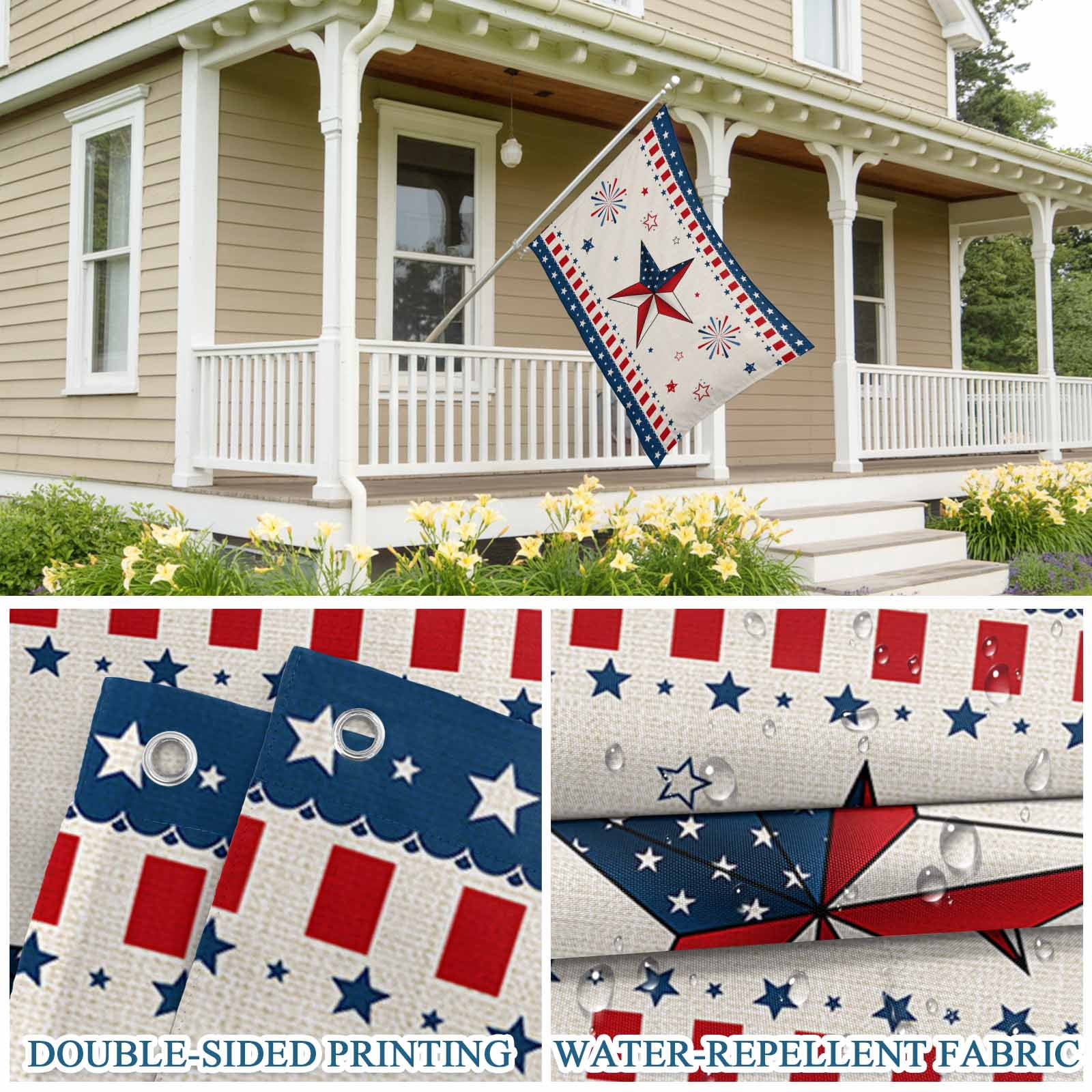 4th of July Flags for Outside 3x5 ft American USA Flag Outdoor Flags Double Sided Grommets House Banner Patriotic Star Red Stripes Patio Yard Flag for Outdoor Party Porch Independence Day