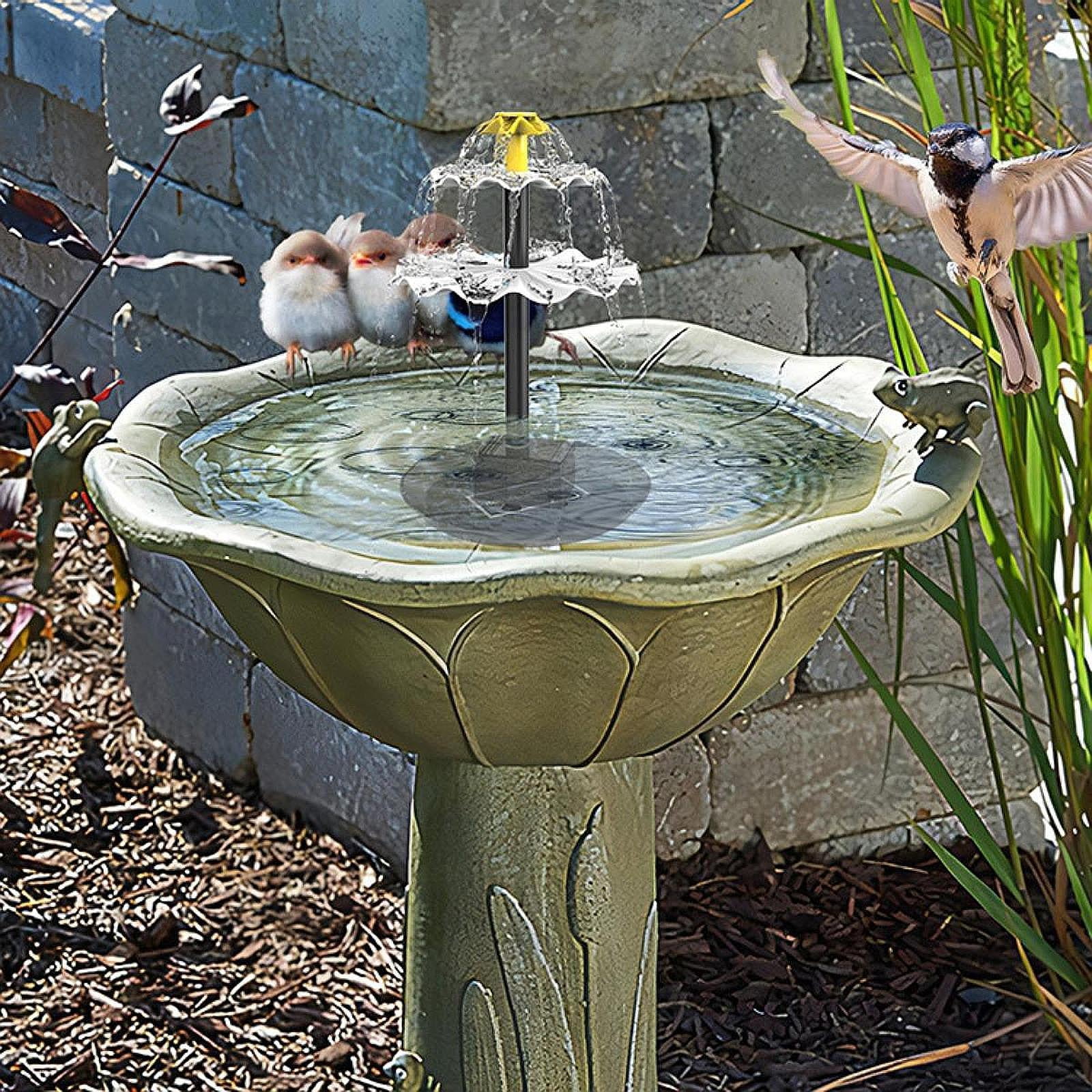 Colaxi Solar Bird Bath Solar Water Pump Kit Multipurpose Decoration Water Pump for Bird Bath Yard Garden Pond Pool 4W