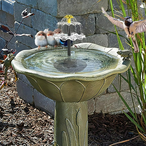 Cascada de la fuente de baño de pájaros solares, kit de bomba de fuente de agua con energía solar de bricolaje portátil, para terraza, al aire libre 4W