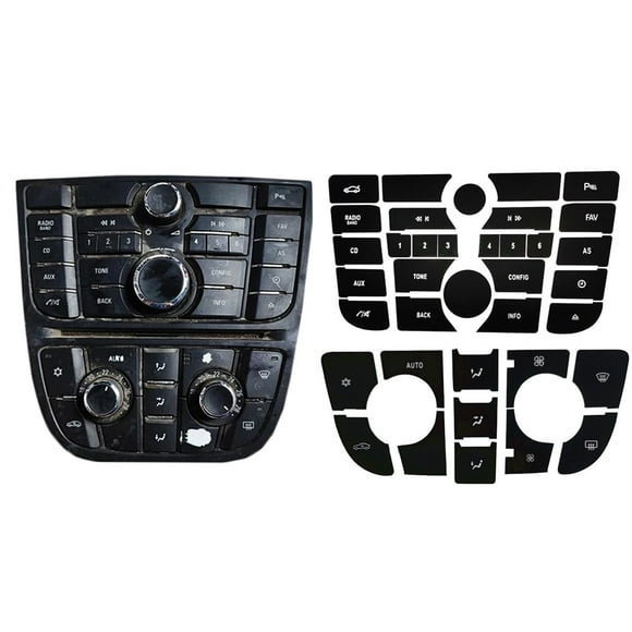 1 Set Of Car Dashboard Button Repair Stickers Black Pvc Car CD Radio Audio Button Repair Stickers For OPEL ASTRA J