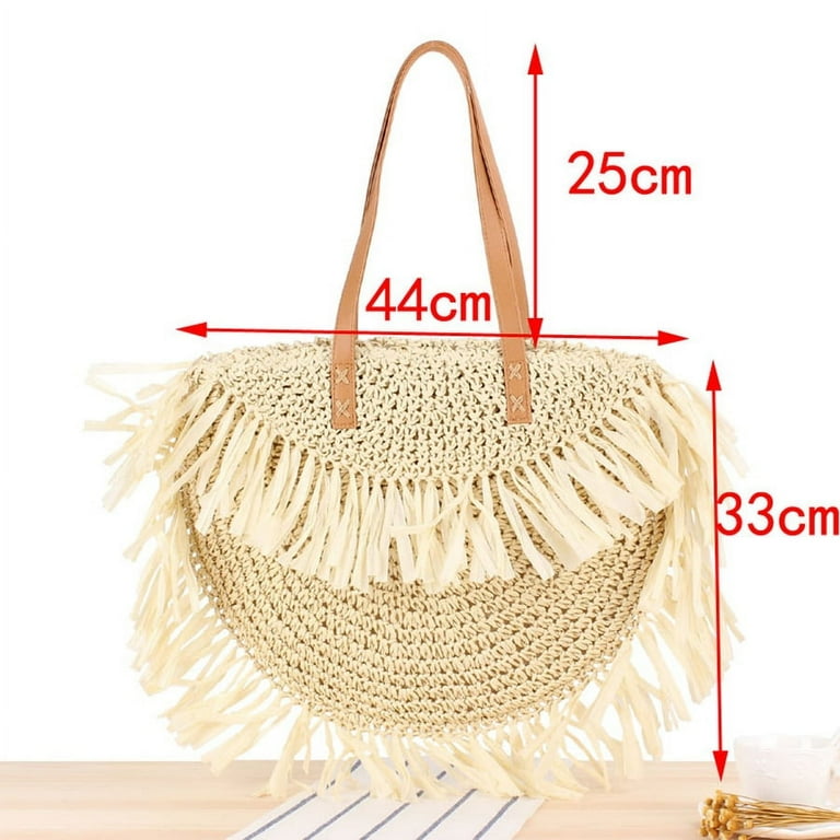 Municipal Round Tassel Women Straw Bag Designer Spike Paper Rattan Shoulder Bags Large Casual Handbags Summer Beach Woven Purses Walmart