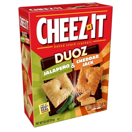Jack Snack - Cheez-It Duoz Baked Jalapeno & Cheddar Jack Snack Crackers, 12.4 Oz.