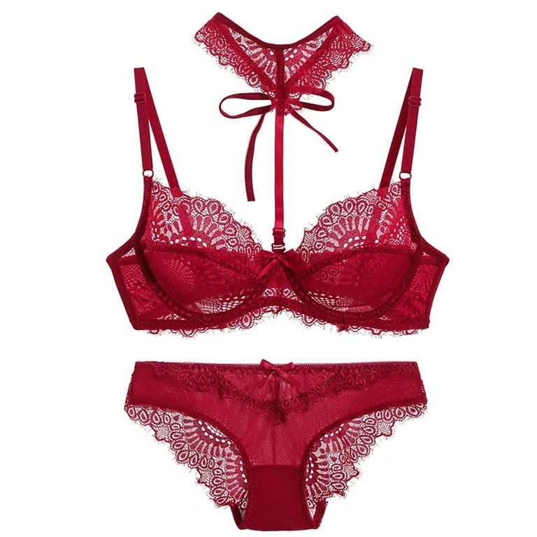 MELDVDIB Women's Sexy Soft Lace Lingerie Set See Through Wirefree