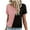 Pink-16, variant on Mittory Womens Short Sleeve Color Block Tops Casual V Neck Button Down Shirts Loose Fitted Tees Fashion