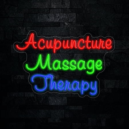 Acupuncture Massage Therapy LED Neon Sign 24"L x 16"H #20041