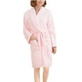 thumbnail image 3 of Vetsdori Womens Long Length Robes Plush Flannel Night Gowns Loungewear House Strap Casual Long Sleeve Bathrobe for Womens, 3 of 4