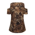 thumbnail image 6 of POLERO Womens Cold Shoulder Tops V Neck T Shirts Palm Leaves Print Summer Short Sleeve Tees Outfits for Ladies Sexy Casual Work Travel Beach Tunic Blouse L, 6 of 7