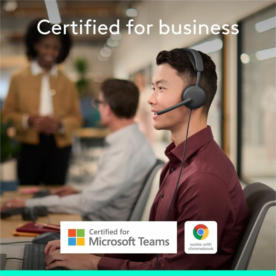 Logitech Zone Wired 2 for Business, Noise-Canceling Headset with Adaptive Hybrid ANC, Microsoft Teams Certified, USB-C with USB-A adapter, Graphite