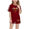 thumbnail image 2 of ITSAME Girls Outfit Sets, Crewneck Short Sleeve Print T-Shirt and Elastic Waist Shorts 2-Piece Loose Fit Summer Casual Fashion Sets Wine 10T, 2 of 8