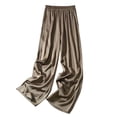 thumbnail image 4 of Womens Silk High Waist Casual Pants Flowy Wide Leg Trousers with Tapered Fit Comfortable Loungewear Full Length Coffee M, 4 of 4
