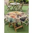 thumbnail image 5 of Outdoor Tablecloth with Umbrella Hole Zipper Vintage Spring Floral Round Tablecloth 60" Waterproof Outside Table Cloth Summer Botanical Abstract Art Rustic Patio Table Cover Tablecloths for Picnic, 5 of 8