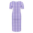 thumbnail image 4 of Ovzne Robes Grande Taille pour Femmes Rondes Robe Femme à la Mode Imprimée Plissée Jupe de Maternité Manches Courtes Col Rond Mi-Mollet Robe de Printemps Manches Courtes Imprimée Liquidation, 4 of 7