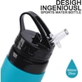 thumbnail image 3 of Botella de agua plegable de silicona de 600 ml Botella de agua plegable a prueba de fugas Botella de agua deportiva de silicona sin BPA Botellas de agua plegables ultraligeras y enrollables para gimna, 3 of 5