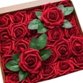 thumbnail image 1 of Artificial Flowers 25pcs Fake Roses with Stems and 2 leaves for DIY Wedding Bouquets Party Decor, 1 of 5