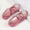thumbnail image 3 of VeFlora Girls Dress Shoes, Glitter Princess Shoe, Flower Mary Jane Low Heels, Party Wedding Prom Footwear for Toddler Kids(Pink/11-11.5 Years Big kids), 3 of 8