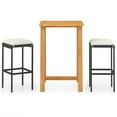 thumbnail image 2 of vidaXL 3 Piece Garden Bar Set with Cushions Black, 2 of 5