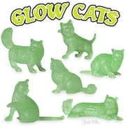6 Pack - GLOW CATS 1 inch glow in the dark Cat figures Archie Mcphee