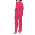 thumbnail image 4 of Pajama Sets for Women 2 Piece Casual 2 Piece Valentines Day Print V Neck Button Long Sleeve Set Women's Sleepwear,Hot Pink,M, 4 of 5