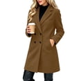 thumbnail image 7 of Afelkas Women Winter Peacoat Double Breasted Notched Lapel Mid Length Warm Wool Blend Coat with Pockets, 7 of 7