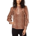 thumbnail image 1 of Rachel Zoe Blusa de seda con estampado de leopardo para mujer, Marrón, 2, 1 of 1