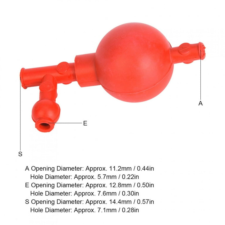 Ymiko 3-Valve Rubber Suction Bulb - Pipette Filler For Lab Use (Red)