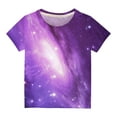 thumbnail image 7 of Kids Space Galaxies T Shirts Short Sleeve 3D Graphic Tees Shirts Funny Crew Neck T-Shirts Neon Novelty Clothes Purple， 5 Years, 7 of 7