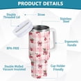 thumbnail image 4 of Pink Cherry and Bow Pattern 40 oz Tumbler with Handle Straw Lid | Insulated Cup Reusable Stainless Steel Water Bottle Travel Mug Cupholder Friendly | Gifts for Women Men Him Her | Trek Colle, 4 of 6