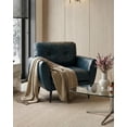 thumbnail image 2 of LAZZO Tufted Leather Accent Chair, Mid-Century Modern Upholstered Armchair for Living Room and Bedroom, Blue, 2 of 8