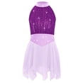 thumbnail image 5 of Hansber Kids Girls Sleeveless Glittery Mesh Irregular Hem Figure Ice Skating Dress Ballet Lyrical Dance Wear Purple 6, 5 of 7