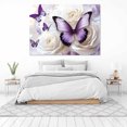 thumbnail image 3 of Mudket White Roses with Purple Butterflies Canvas Wall Art, Floral Wall Decor, Framed Ready to Hang Artwork for Living Room Bedroom Wedding Decor - 12"L x 8"W, 3 of 10