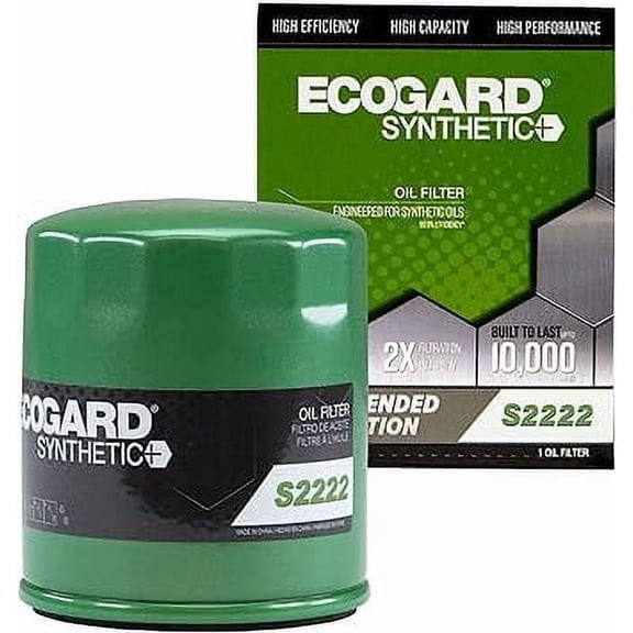 ECOGARD S2222 Premium Spin-On Engine Oil Filter for Synthetic Oil Fits Chevrolet Silverado 1500 5.3L 2007-2013, Silverado 2500 HD 6.0L 2007-2019