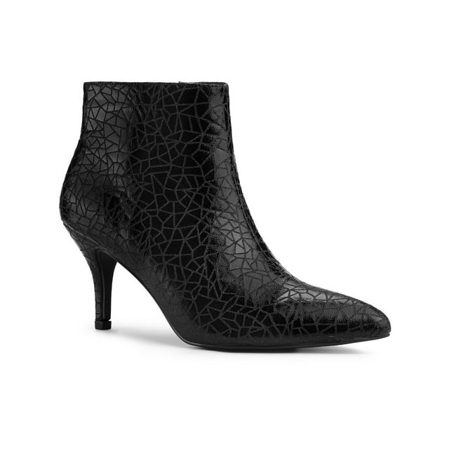 BLISSFUL STEP Women's Glitter Pointed Toe Stiletto Heels Ankle Boot Black 10