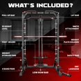 thumbnail image 3 of Smith Machine, 2000LBS Multi-Function Squat Power Rack Cage with Cable Crossover, All-in-One Home Gym Squat Rack with Smith Bar and Training Attachments for Full Body Workouts, 3 of 10