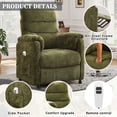 thumbnail image 4 of Electric Power Recliner Chair, Modern Chenille Fabric Recliner with Side Pocket & Remote, Nursery Recliner Chair for Living Room Small Space, Green, 4 of 11