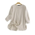 thumbnail image 3 of ZANZEA Women Full Sleeved Solid Thin Blouse Holiday O-Neck Shirts Tops, 3 of 11