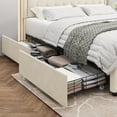 Homfa King Size Velvet Bed Frame with 4 Storage Drawers, Adjustable