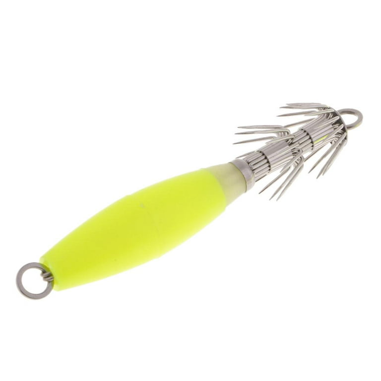 Senjay Squid Jig, Luminous Built In Steel Wire Squid Hook For Fishing Yellow