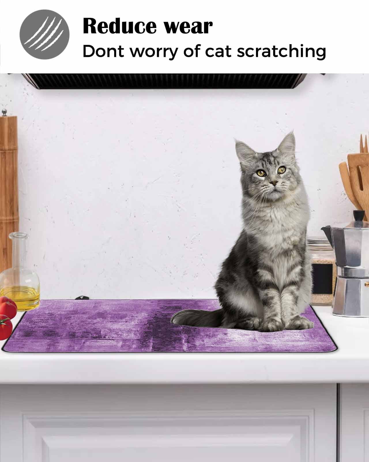 nqOlkjepod Large Induction Cooktop Protector Mat 24"x21", Purple Stove Top Covers for Electric Stove, Retro Oil Painting Modern Abstract Art Aesthetics Stove Burner Cover Mats, Glass Top Stove Cover