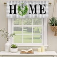 thumbnail image 2 of Rustic Home Curtain Valances for Windows, Kitchen Valance Window Treatments Panel 2 Pack, Green Eucalyptus Leaves Wreath Wooden Plaid Rod Pocket Short Curtains for Bathroom Bedroom 54 x 18 Inch, 2 of 8