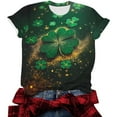 thumbnail image 5 of Saint Patricks Day Shirt Women Clover Graphic T Shirt Short Sleeve Cotton T Shirts Round Neck Casual Women's Blouses Summer Basic Tees, 5 of 6