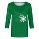 thumbnail image 2 of Camisetas de Manga Larga de las Mujeres Imprimir Navidad Cuello Redondo 3/4 Manga Suéter, Top Casual para las Vacaciones, 2 of 3