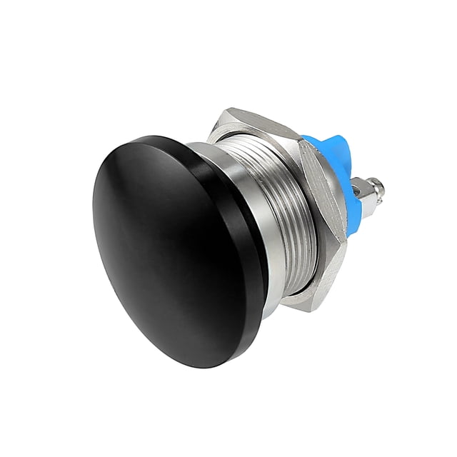Interruptor de botón momentáneo de 22 mm Botón de inicio redondo con cabeza de metal AC/DC 12V-250V Negro