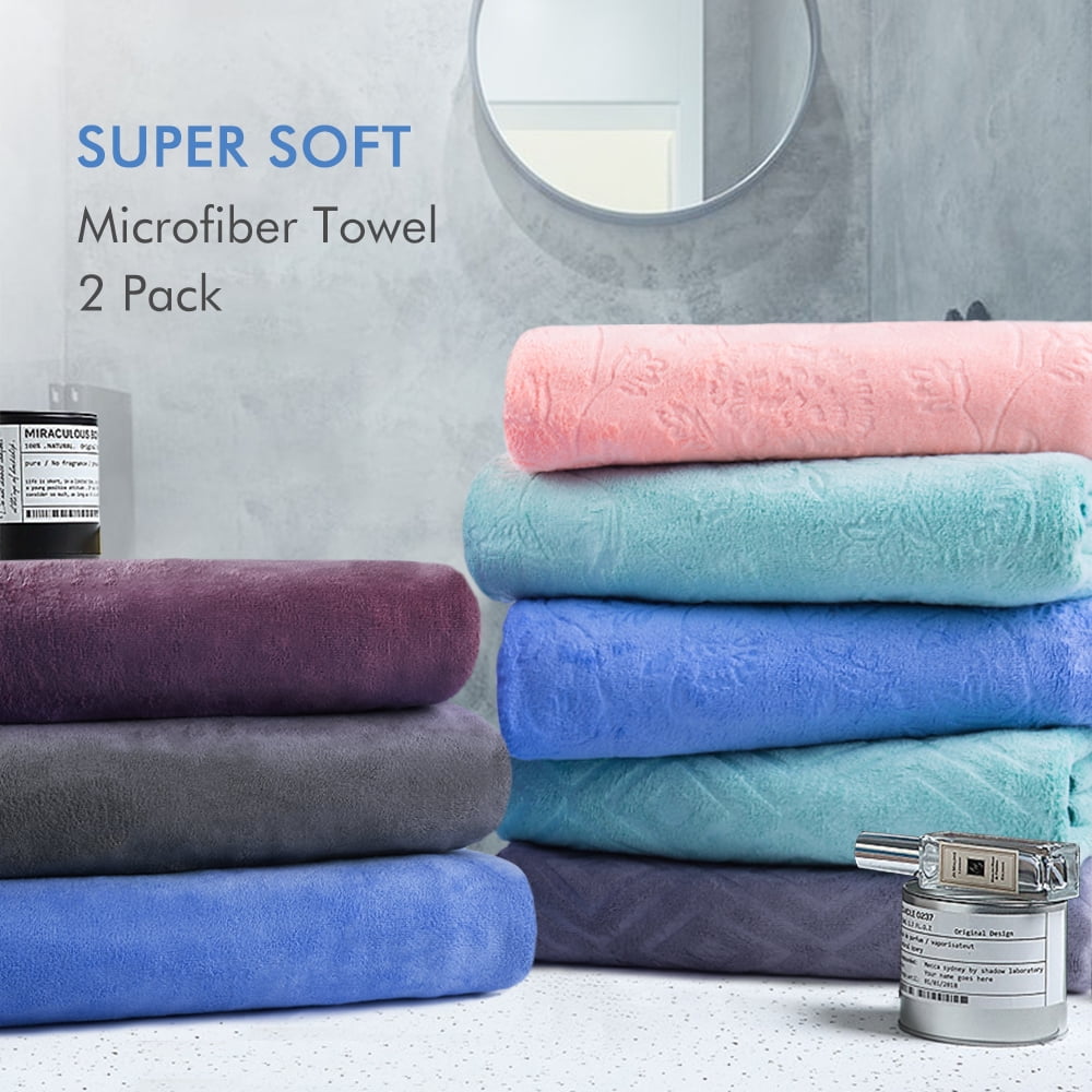 JML 2 Pack Bath Towels 30 x 60 inches,Solid, Soft,Absortbent and Fast Drying Towels, Dark Blue