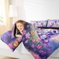 thumbnail image 4 of Erosebridal Cute Rainbow Unicorn 7pcs Bedding Comforter Set,Colorful Butterfly Purple Floral Queen Bedding Sets For Kids Girls,Reversible Black, 4 of 7