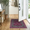 thumbnail image 2 of ODIKA Zebra Interlocking Pink Striped Panel Leopard Field Mixed Print for Entryway, Kitchen, Laundry Room, Stain Resistant Thin Throw, 2 of 7