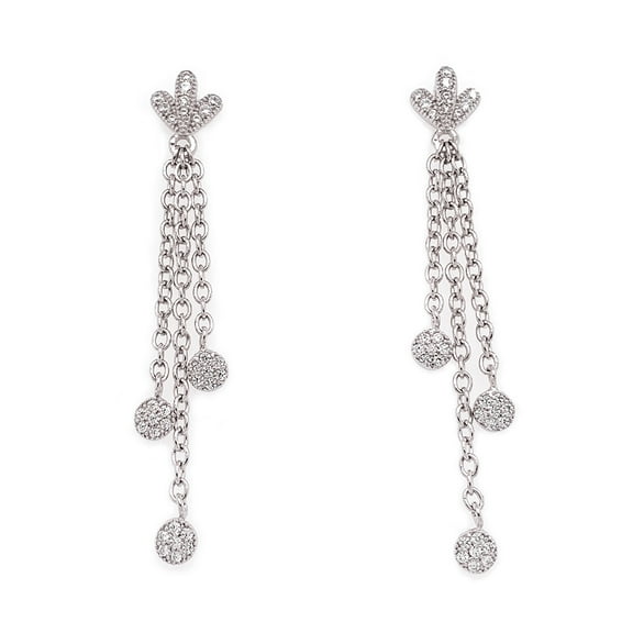 Statement Dainty Dangle Chandelier Style Earrings for Women White Gold Rhodium Finish Cz Glitz Design