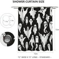 thumbnail image 4 of Halloween Ghost Shower Curtain Halloween Spooky Bathroom Curtain Cute Funny Cartoon Ghosts Icons Black and White Decor Washable Durable Fabric Bathroom Curtains 72x72 in, 4 of 6