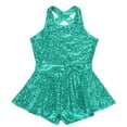 thumbnail image 5 of YONGHS Women Sequin Ballet Jazz Modern Tap Dancewear Criss Cross Back Leotard Performance Costume Lake Green 16/M, 5 of 7