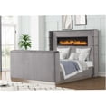 thumbnail image 7 of Modern Queen Bed Frame with Fireplace Headboard and Footboard, Gray Upholstered Platform Bed with TV Stand, Sturdy Wood Structure for Bedroom, 7 of 7