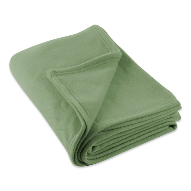 Luxury Solid King Fleece Blanket or Throw, 108x90", Olive Green